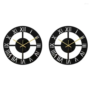 Relojes de pared 2 unids 11.8 pulgadas Número romano Reloj de espejo acrílico DIY Reloj de cuarzo para sala de estar Decoración del hogar