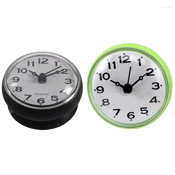 Horloges murales 2pcs 7cm étanche cuisine salle de bain douche horloge ventouse ventouse - noir vert