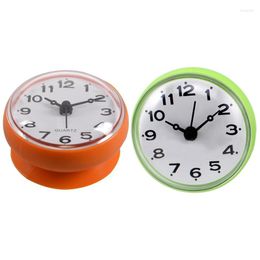 Horloges Murales 2X 7Cm Étanche Cuisine Salle De Bains Douche Horloge Ventouse Ventouse Orange Vert
