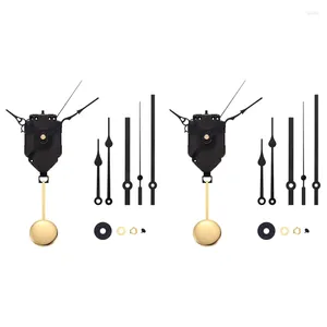 Horloges murales 2X DIY Pendulum Clock Mécanisme de mouvement avec 6 paires de mains différentes Kit d'arbre de réparation de quartz