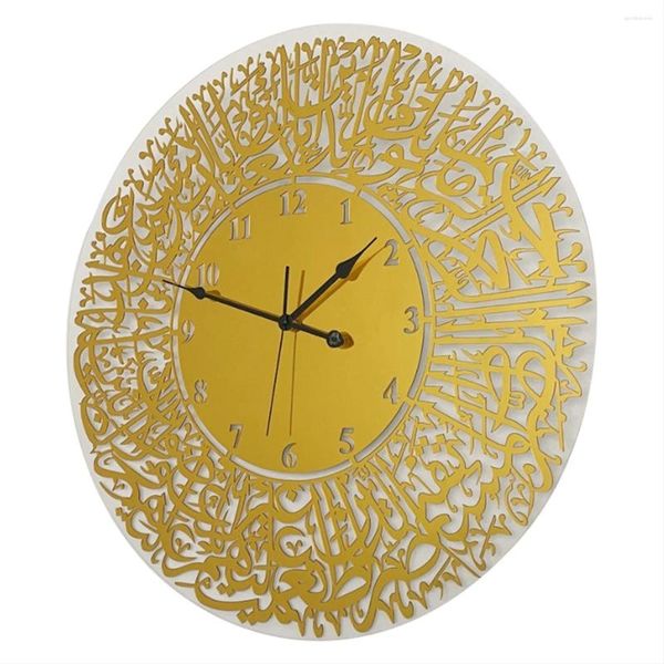 Horloges murales 30 cm Décoration de la maison Miroir Art Calligraphie Salons Décor Acrylique Musulman Islamique Quartz Horloge-C