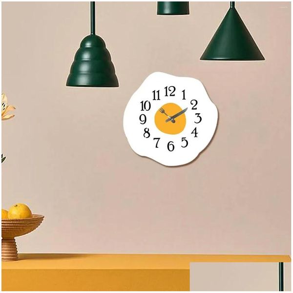 Horloges murales 30cm oeuf poché horloge décorative silencieuse art non-tic-tac pour livraison directe décor de jardin à la maison Dhbae