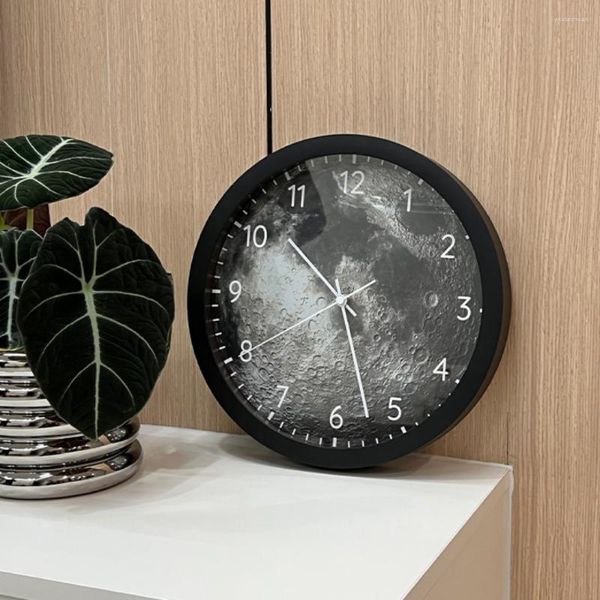 Relojes de pared 30 cm Reloj inteligente Brilla en la luna oscura Diseño moderno Control de sonido Luz nocturna R Decoración celestial completa para el hogar