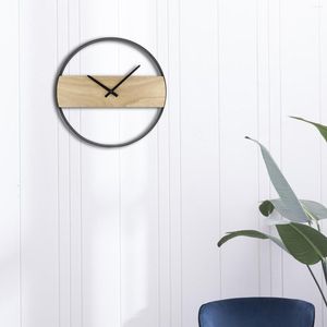 Horloges murales 35cm horloge en bois suspendue ronde décorative pour décor de salon de bureau