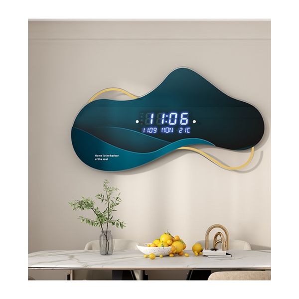 Horloges murales 3D acrylique miroir autocollant mural horloge muet calendrier intelligent horloge murale numérique grand affichage horloges LED salon moderne Klokken 220909