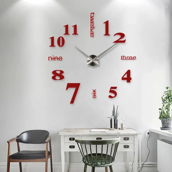 Relojes de pared 3D grandes decoraciones para el hogar reloj con espejo diseño moderno reloj decorativo grande pegatina regalo único