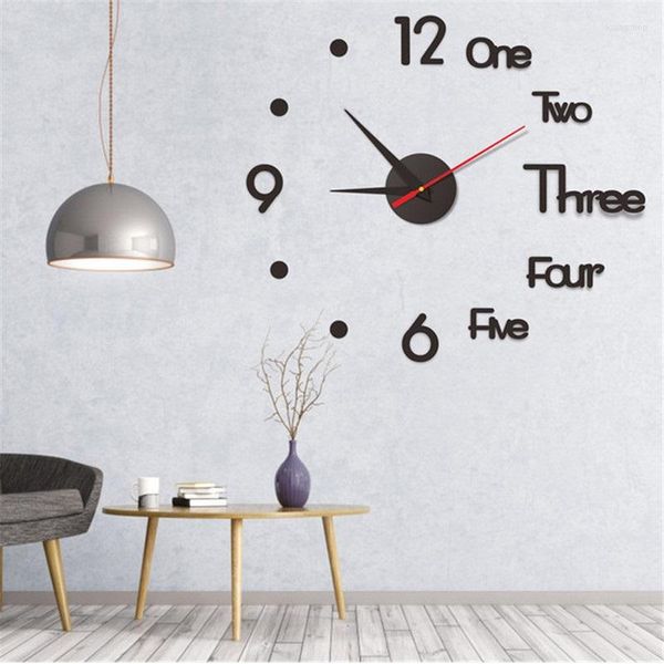 Horloges murales 3D Horloge Creative Lumineux Sans Cadre DIY Numérique Classique Ou Chiffre Romain Et Artistique Pour Salon Maison Décoration