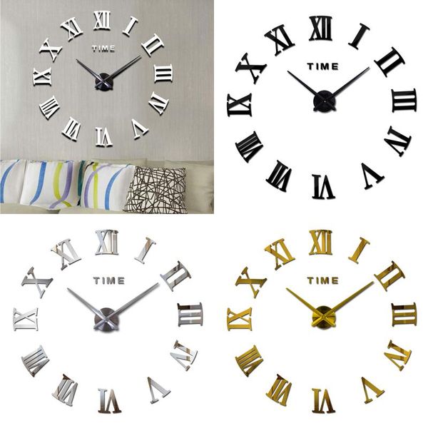 Horloges murales 3D Horloge Creative Miroir DIY surdimensionné Drop Livraison Ot0E6