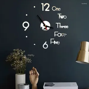 Horloges murales 3D Horloge DIY Creative Miroir Surface Autocollant décoratif sans cadre pour la maison école bureau salon