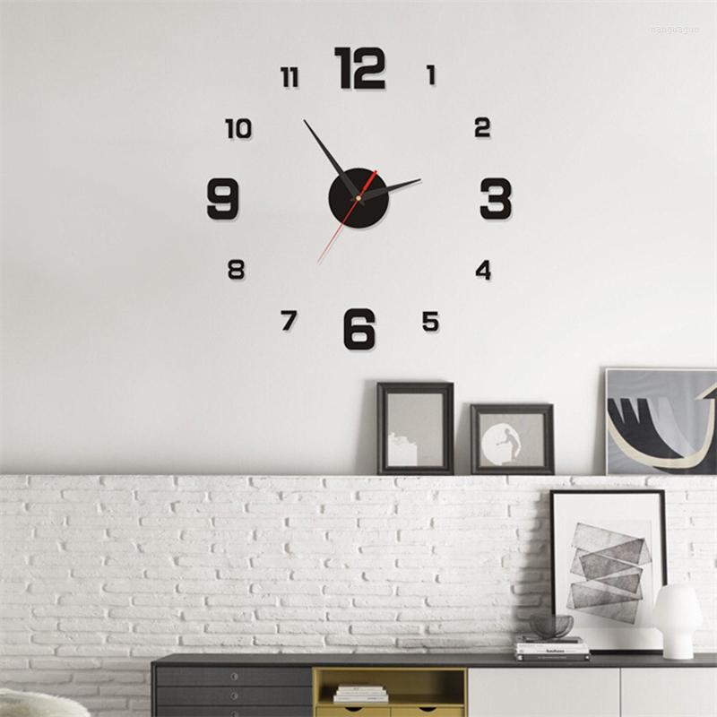 Horloges murales 3D horloge bricolage autocollant numérique et silencieux pour la maison élégante salon bureau décor faire briller vos murs