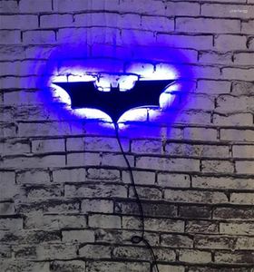 Horloges murales 3D Creative Bat LED Night Light Decoration Home Decoration Bedhead Atmosphère Signe