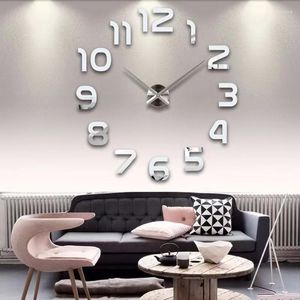 Relojes de pared Reloj digital 3D Reloj de cuarzo DIY Espejo Pegatinas Reloj europeo Sala de estar Dormitorio Decoración del hogar