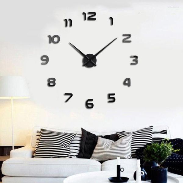 Relojes de pared 3D Diy Espejo acrílico Decoración de la boda de la boda Pegatizas Decoración Room Rous Aguja 2023 gratis