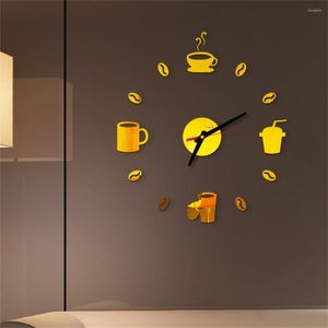 Wandklokken 3D DIY -nummers Acryl Mirror Sticker Clock Home Decor Mural Decals voor keuken Woonkamer L0