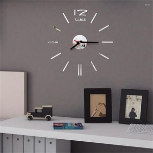 Wandklokken 3D DIY Romeinse nummers Acryl Mirror Sticker Clock Home Decor Mural Decals for Kitchen Room Wanduhr