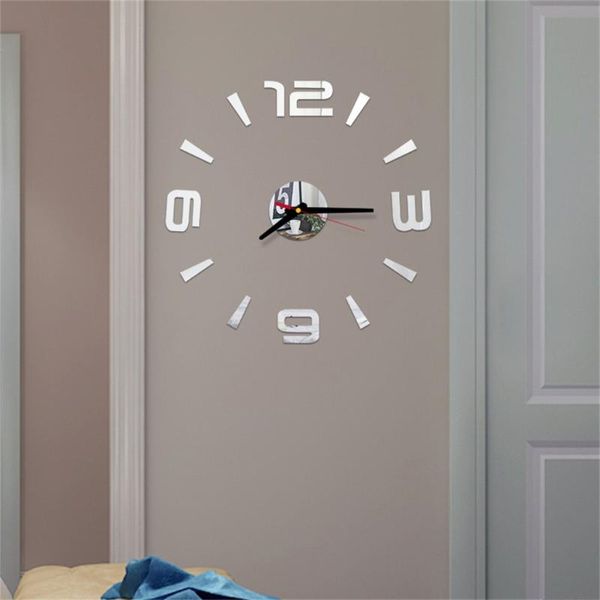 Horloges murales 3D DIY chiffres romains acrylique miroir autocollant horloge décor à la maison stickers muraux autocollants créatifs