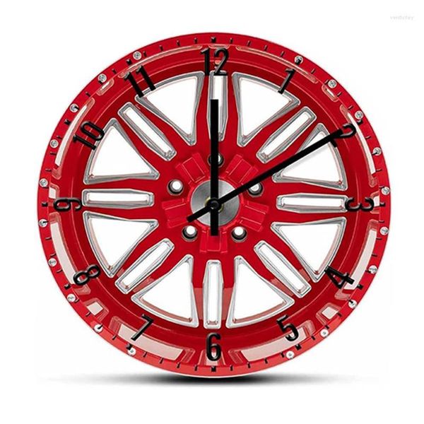 Relojes de pared 3D Garaje Creativo Llanta Reloj Reloj Silencioso Engranaje de goma Decorativo para la tienda de mecánicos automotrices Entusiastas del automóvil