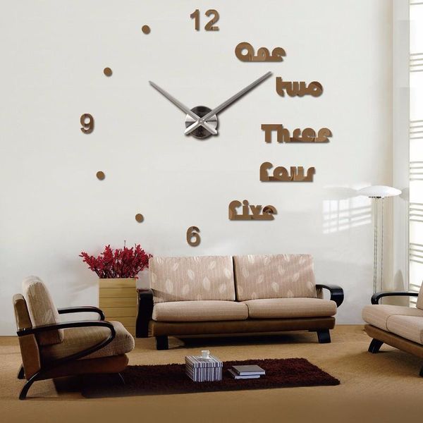 Horloges murales 3D grand acrylique miroir autocollant horloge Design moderne bricolage Simple Reloj Paret Slient géant montre salon décor Hall