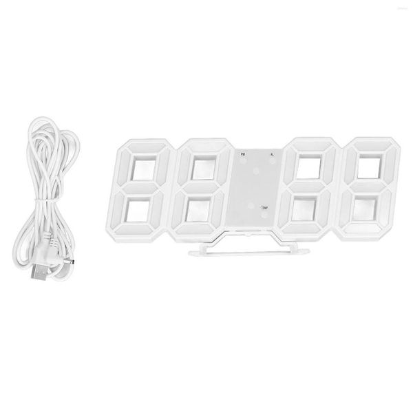 Relojes de pared Reloj LED 3D ABS Temporizador de alarma digital para el hogar
