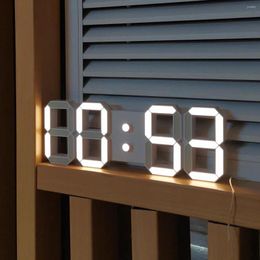 Horloges murales 3D LED horloge numérique mode lumineuse multifonctionnelle créative prise USB électronique décoration de la maison