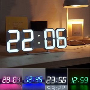 Relojes de pared Reloj Digital LED 3D decoración de pared modo nocturno brillante decoración de mesa electrónica ajustable sala de estar 230531