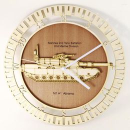 Wandklokken 3D M1 A1 Abrams Tankklok Militaire Battle Wood War Target Decor cadeau voor personeel