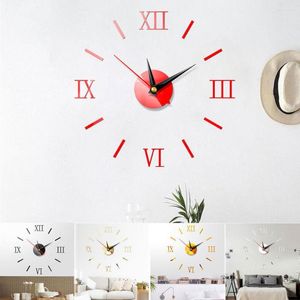 Horloges murales 3D miroir acrylique autocollant moderne bricolage grand nombre maison bureau décor Art Europe décalcomanie horloge à Quartz