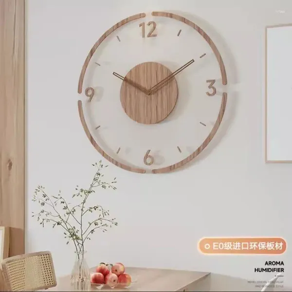 Relojes de pared 3d Arte moderno Reloj redondo Sala de estar De madera Lindo Tamaño grande Mecanismo de cuarzo Reloj De Pared Decoración del hogar