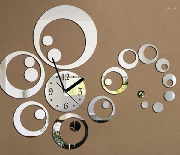 Horloges murales 3D moderne miroir horloge montres autocollant décalcomanie maison bricolage décor acrylique cristal montre salon1