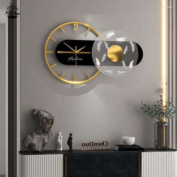 Relojes de pared 3d Mural Reloj digital con luz Metal moderno Gran arte silencioso Sala de estar Decoración Deco Cocina Diseño del hogar