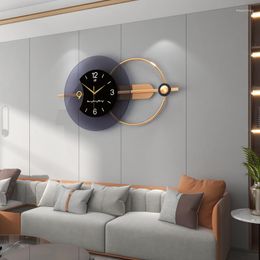 Wandklokken 3d Noordse woonkamer klok dubbele laag driedimensionale keuken led Watch Art Decoration Hanging Horologe LQQ99YH