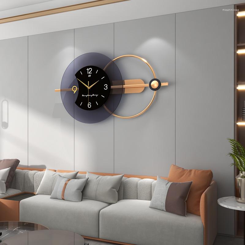 Wanduhren 3D Nordic Living Room Clock Double-Layer Dreidimensionale Küche Led Watch Art Dekoration Hanging Horologe LQQ99YH