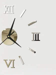 Wandklokken 3d Romeinse cijfers Acryl Mirror Clock Stickers Fashion DIY Quartz Kijk Home Decoration woonkamer