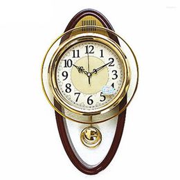 Horloges murales 3d Swing Clock Grand Pendule Luxe Vintage Shabby Chic Silent Watch Mécanisme Or