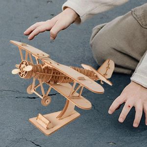 Relojes de pared Rompecabezas de madera 3D Modelo biplano Lindo juguete de aprendizaje Multifunción Robusto DIY Artesanía Pasatiempos para niños Niños Els Dormitorio interior