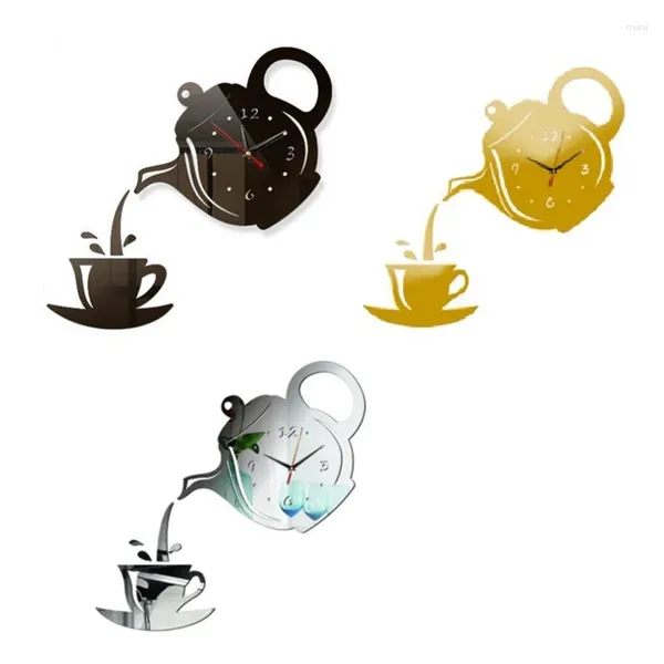 Horloges murales 3pcs DIY acrylique tasse de café tasse 3d horloge décorative cuisine salon salle à terre décor