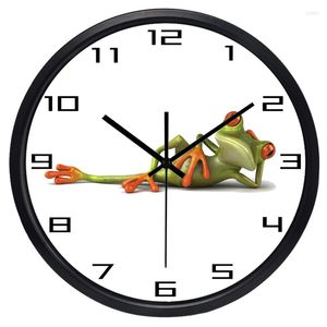 Horloges murales 4 Styles Cartoon Flog Clock Pour Enfants Chambre Chambre Vivre Silencieux Verre