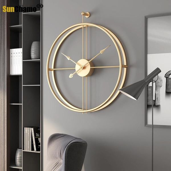 Relojes de pared 40/50 cm ESPAÑA Reloj Diseño moderno Oficina grande Decoración de la sala de estar Silencio Gran cocina Reloj colgante 3D SunchamoWallWall