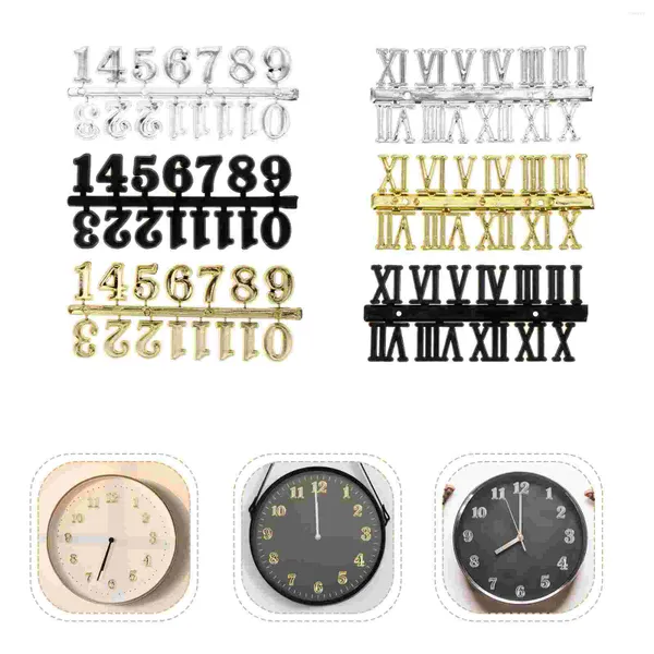 Horloges murales 6 pièces accessoires d'horloge chiffres numériques bricolage chiffres en bois faits à la main chiffres romains en plastique