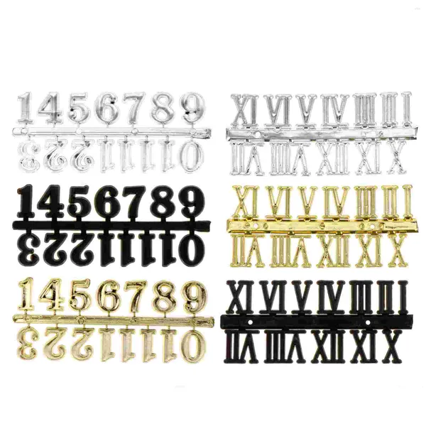 Horloges murales 6 pcs autocollant lettre horloge accessoires suspendus chiffres quartz numéro de remplacement bricolage romain grand 3D