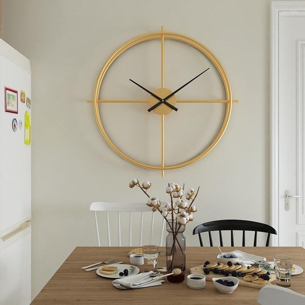 Horloges murales 60cm Design moderne nordique muet horloge restaurant maison mode décoratif quartz grand suspendu wathc sur le klok