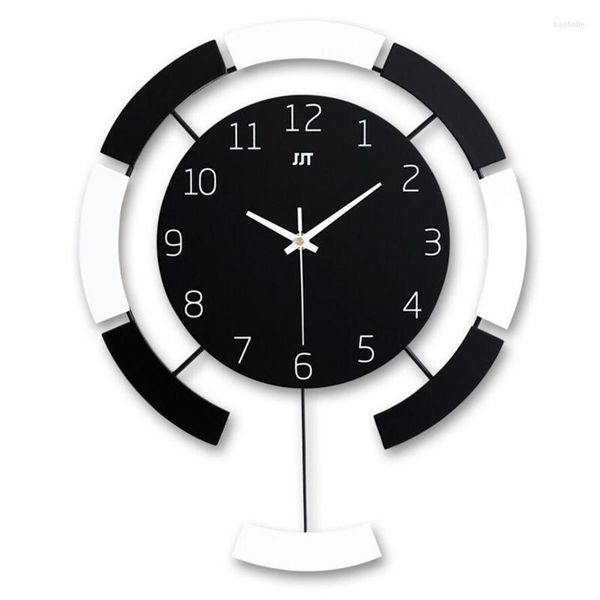 Relojes de pared de 60x50cm, reloj para el salón de estilo nórdico grande, columpio de cocina, reloj Led moderno de madera para el hogar, decoración artística LQQ99YH