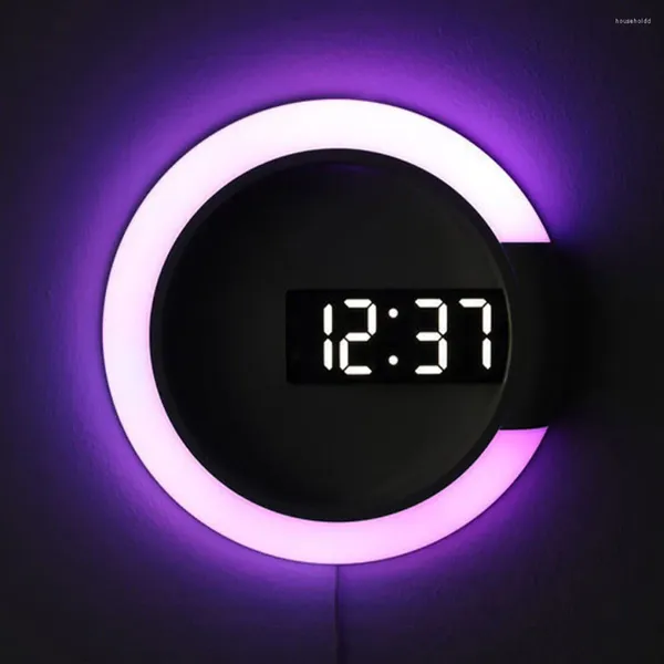 Horloges murales 7 couleurs réveil numérique température thermomètre veilleuse table LED réglable pour les décorations de la maison