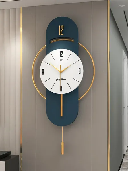 Relojes de pared de 72x35cm, reloj oscilante de lujo nórdico grande, diseño moderno, reloj para sala de estar, colgante de hierro silencioso, decoración del hogar