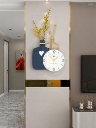 Horloges murales 72x36cm grande horloge moderne décoration intérieure Vase silencieux maison salon créatif Horologe