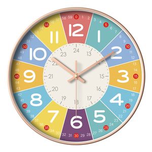 Horloges murales 8 pouces horloge murale ronde Design moderne montres silencieuses pour enfants salon chambre apprentissage horloges accessoires de décoration 230310