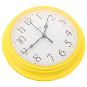 Horloges murales 9 pouces chronomètre enfants ronds jaune numérique pour décoration numéro de salon en plastique