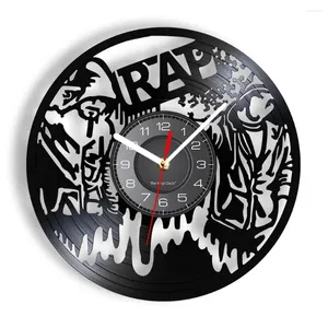 Horloges murales 90s Rap Art Clock Hip Hop Vintage Record Music Studio Room Decor Musical Live Show Rappeurs Cadeau