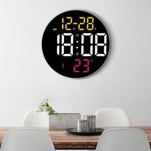 Horloges murales 9 pouces LED Horloge numérique avec télécommande Prise USB Date Semaine Affichage de l'heure de la température Style moderne Suspendu et de bureau