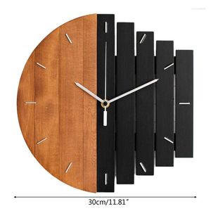 Horloges murales abstraites Style industriel horloge bois analogique ornement artisanat M68E